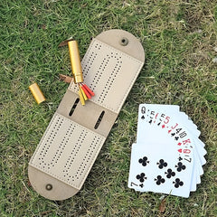 Cribbage Board Game Set PU Leather Board Game Travel Cribbage Board Track