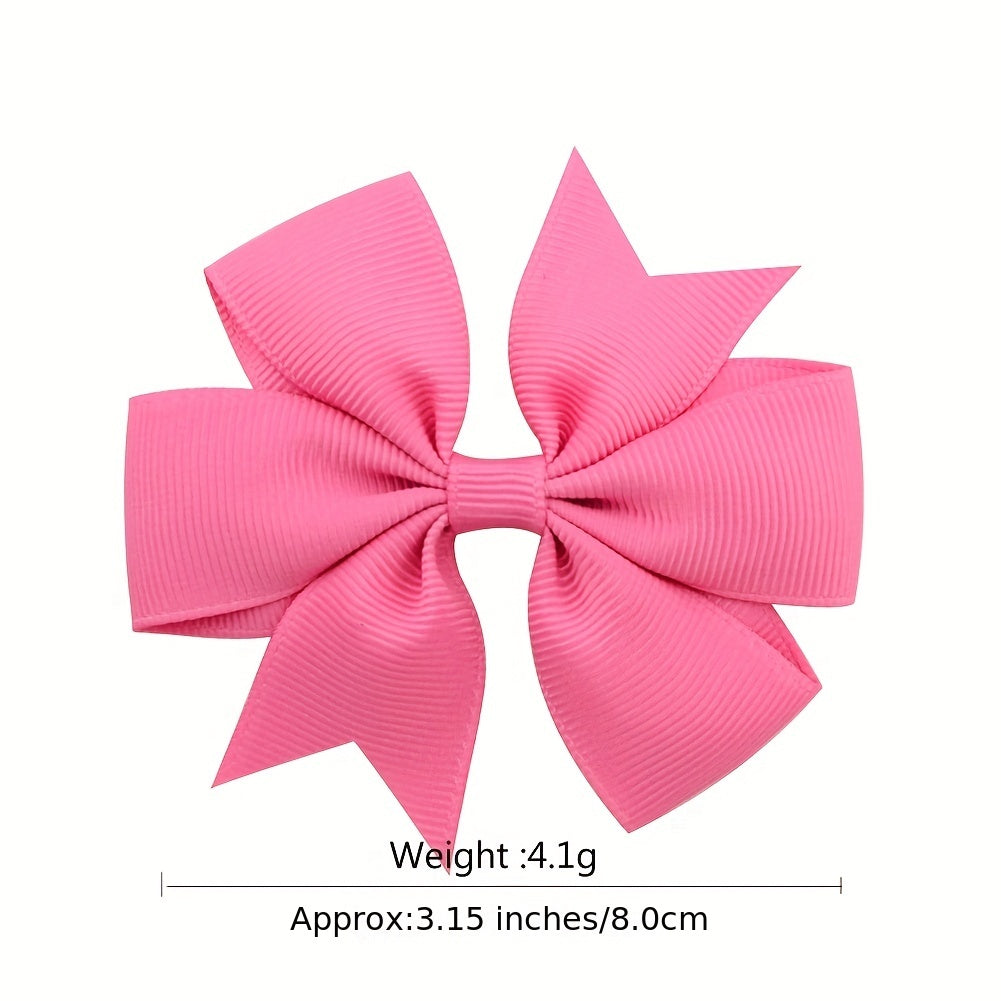 20 Pcs Solid Ribbon Bowknot Hair Clips for Baby Girls Hairpin Barrettes
