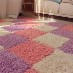 6pcs Soft Foam Interlocking Carpet Shaggy Mat Comfortable Area Rugs