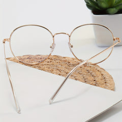 Round Anti Light Glasses Metal Frame Clear Lens Glasses For Women Men Teens