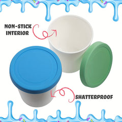 Ice Cream Containers with Silicone Lids 4pcs