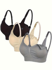3pcs Front Buckle Wireless Bra Comfy & Push Up Bra