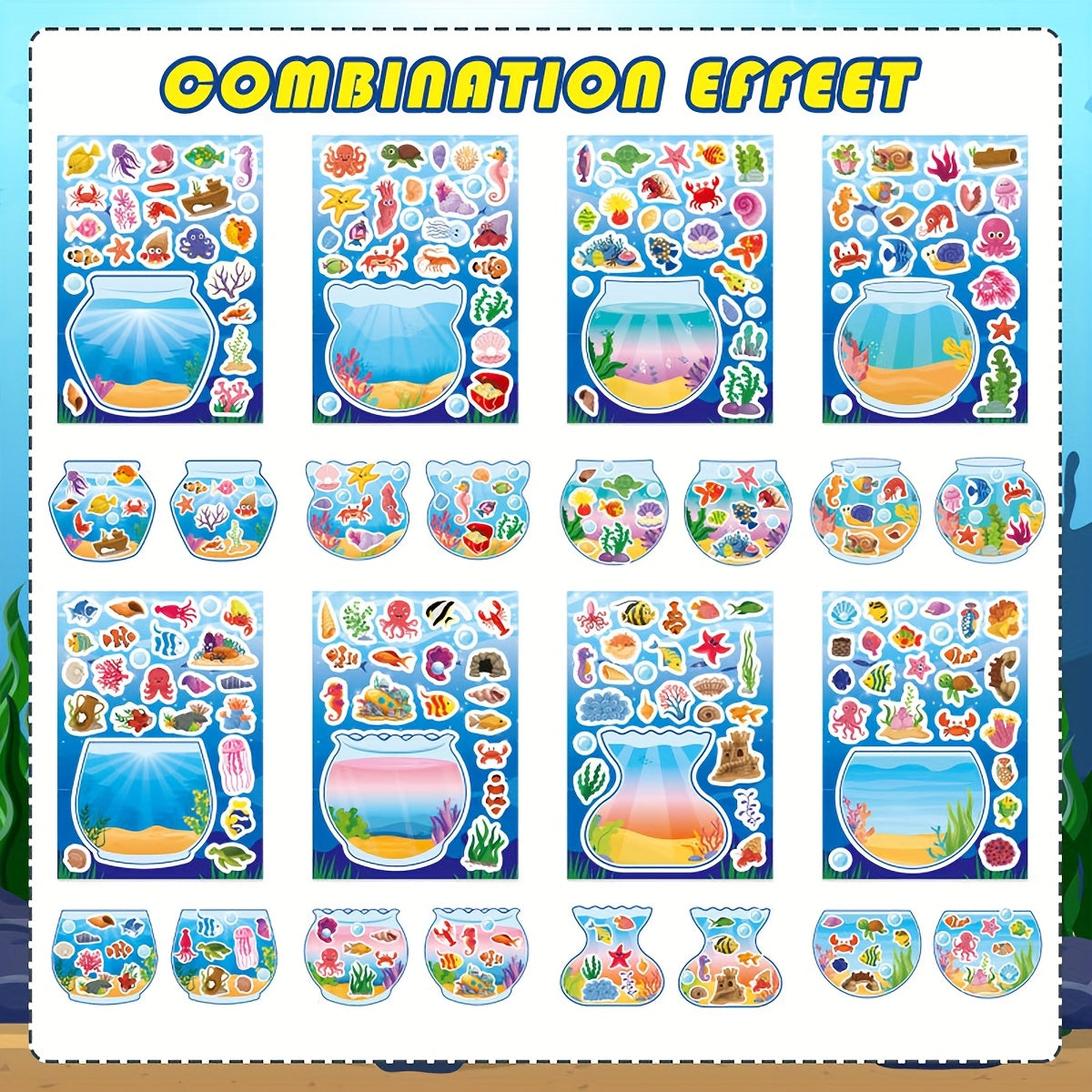 Summer Ocean Animals Aquarium Stickers - 24 Sheets