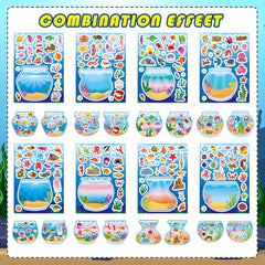 Summer Ocean Animals Aquarium Stickers - 24 Sheets