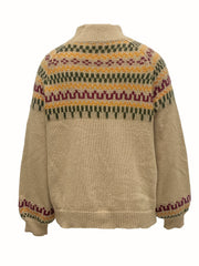 Fair Isle Pattern Turtle Neck Pullover Sweater