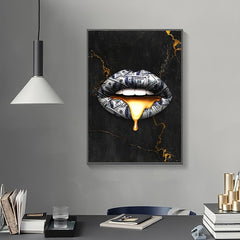 Creative Graffiti Mouth Wall Decor Canvas Painting 15.7x23.6in Unframed