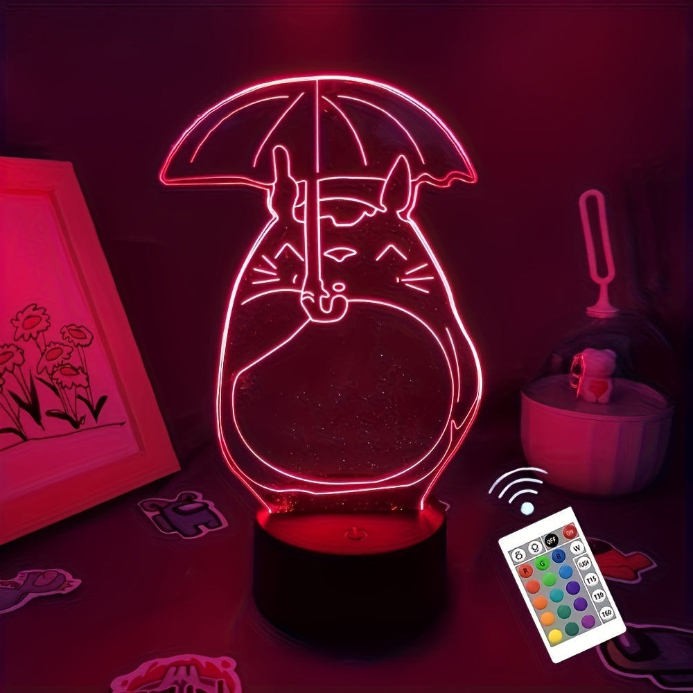 Totoro 3D Illusion Lamp 16 Colors Changing Led Light Dimmable Night Light