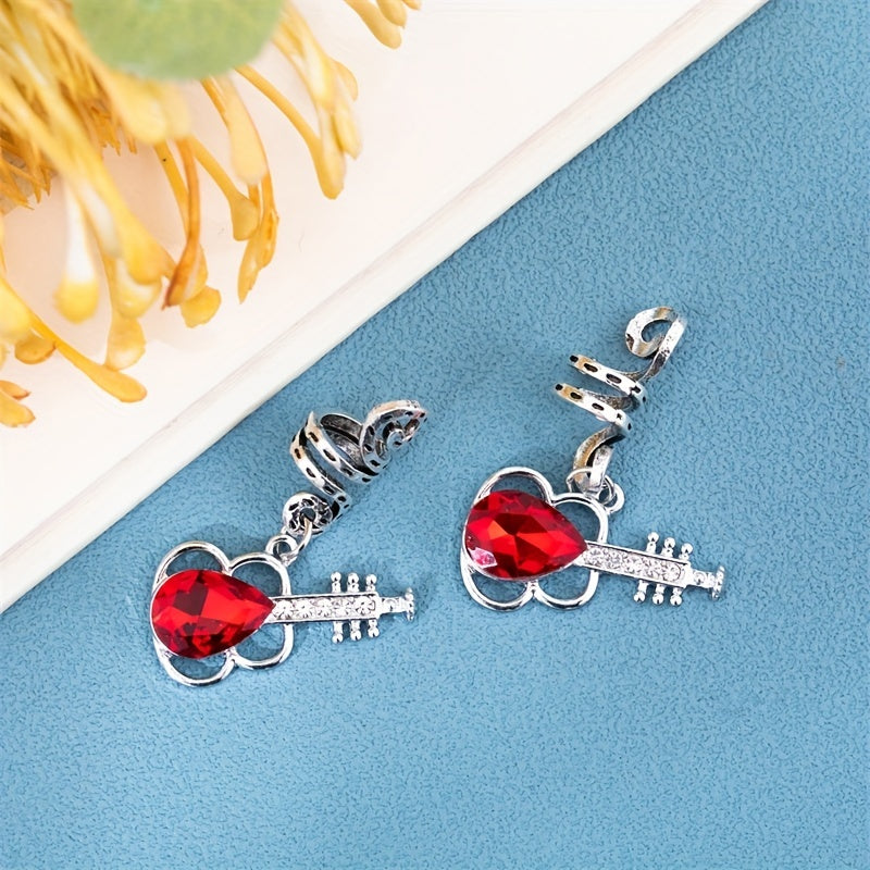 10pcs Guitar Braid Hair Beads Crystal Dreadlock Hair Ring Metal Hair Clip