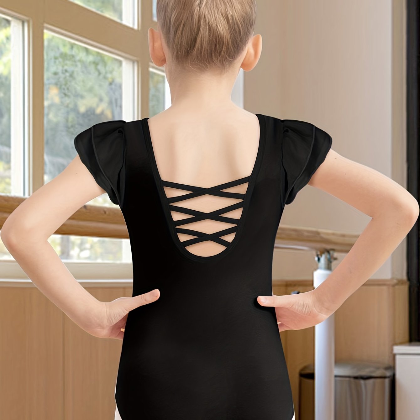 Girls Flutter Short Sleeve Ballet Leotard 95% Cotton