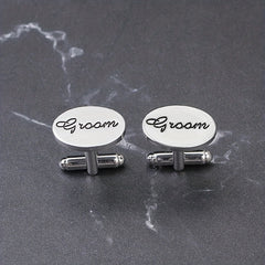 2pcs Men's Letter Pattern Groom Cufflinks Buttons