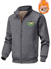 Men's Sherpa Fleece Crazy Smile Face Zip Jacket