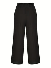 Elastic Waist Button Decor Pants for Women
