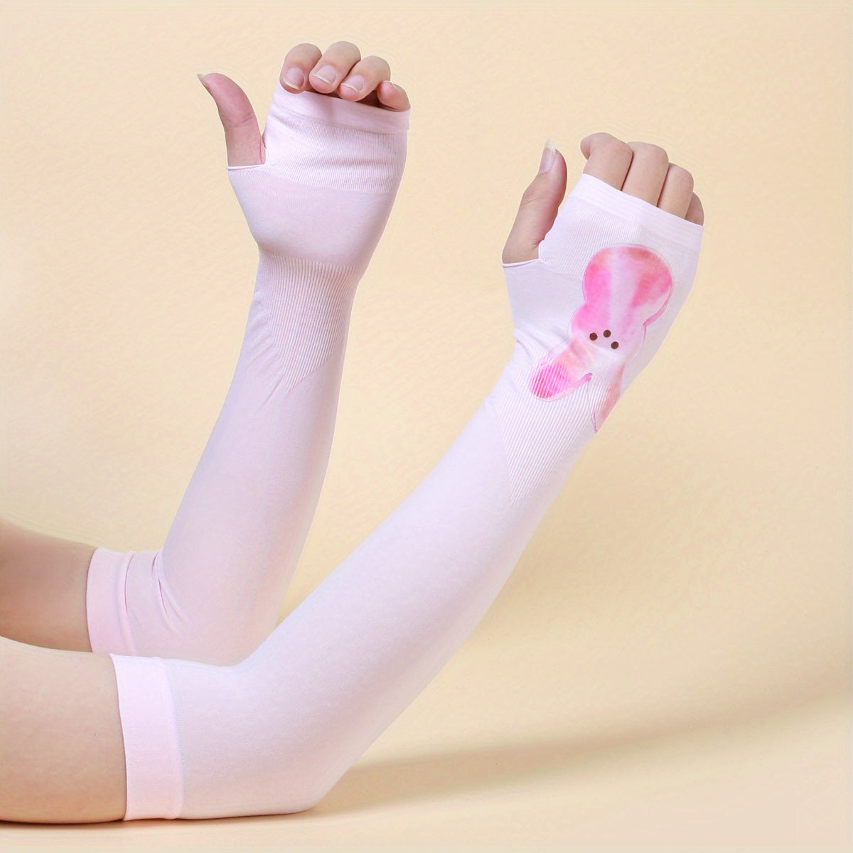 Rabbit Print Sunscreen Long Gloves Breathable Cycling UV Protection Sleeves