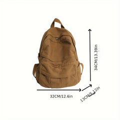 Vintage Canvas Backpack for Women, Casual School Bookbag, Adjustable Straps