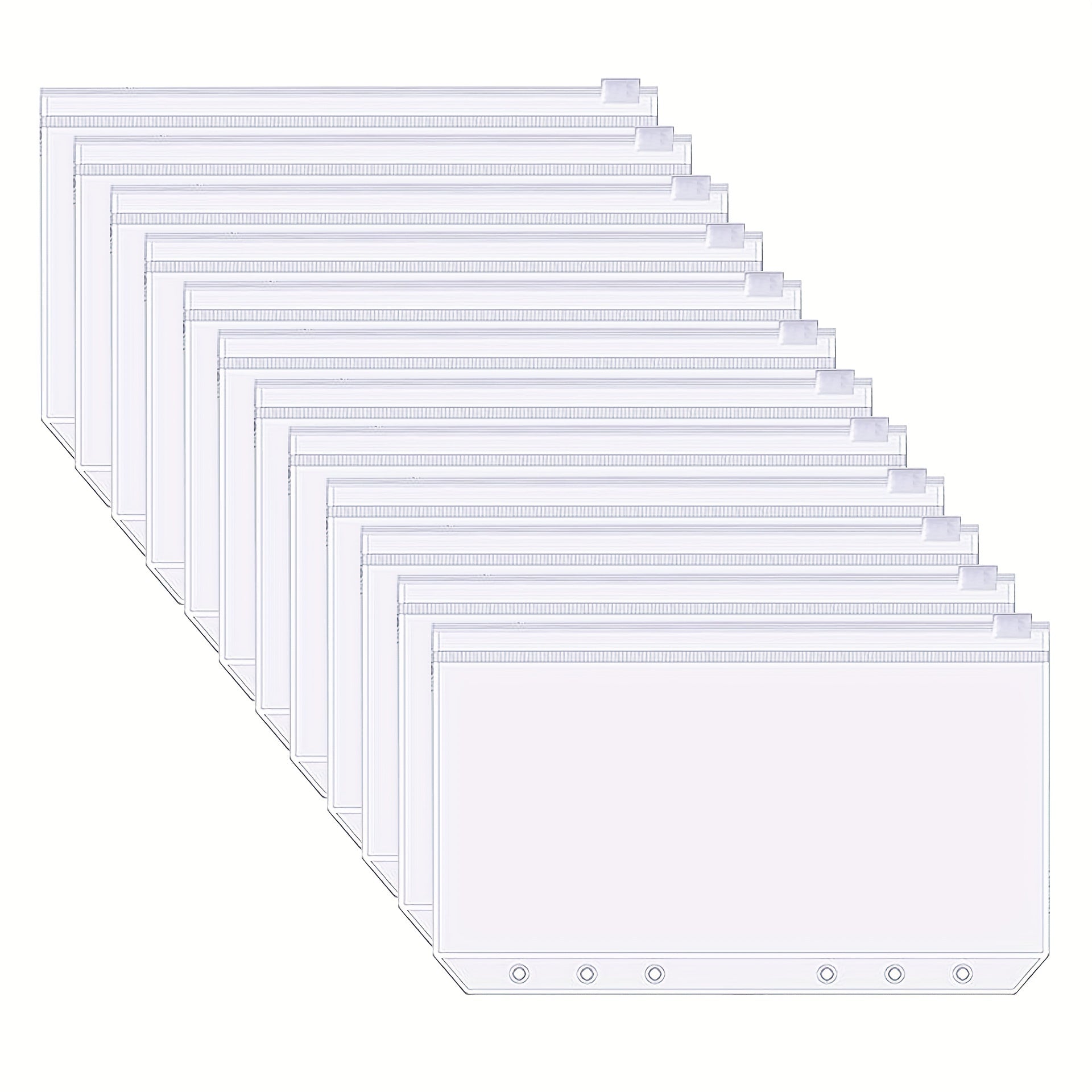 12pcs A6 Zipper Binder Pockets Waterproof PVC Leaf Pouch