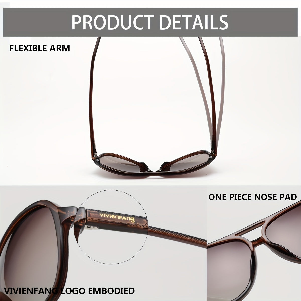 VIVIENFANG Retro Polarized Sunglasses TR90 Gradient Lenses UV Protection