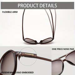 VIVIENFANG Retro Polarized Sunglasses TR90 Gradient Lenses UV Protection