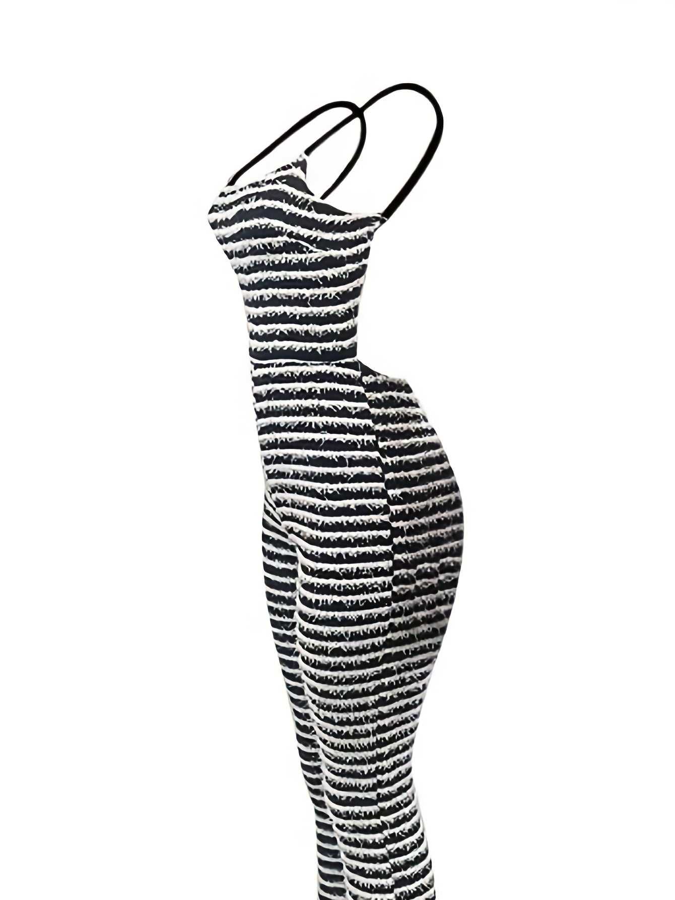 Striped Flare Leg Jumpsuit Backless Casual Slim Fit Jumpsuit