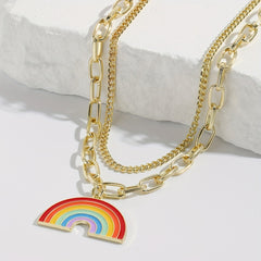 LGBT Rainbow Pendant Necklace for Women Chocker Pride Month Gift