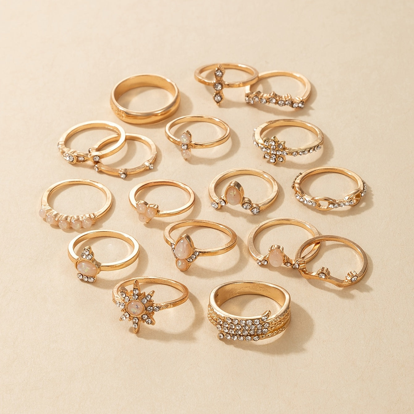 Boho Style Women's Rings Set - 17pcs Gift Combo