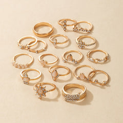 Boho Style Women's Rings Set - 17pcs Gift Combo