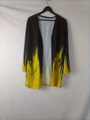  Graphic Print Long Sleeve Open Front Cardigan with Pockets