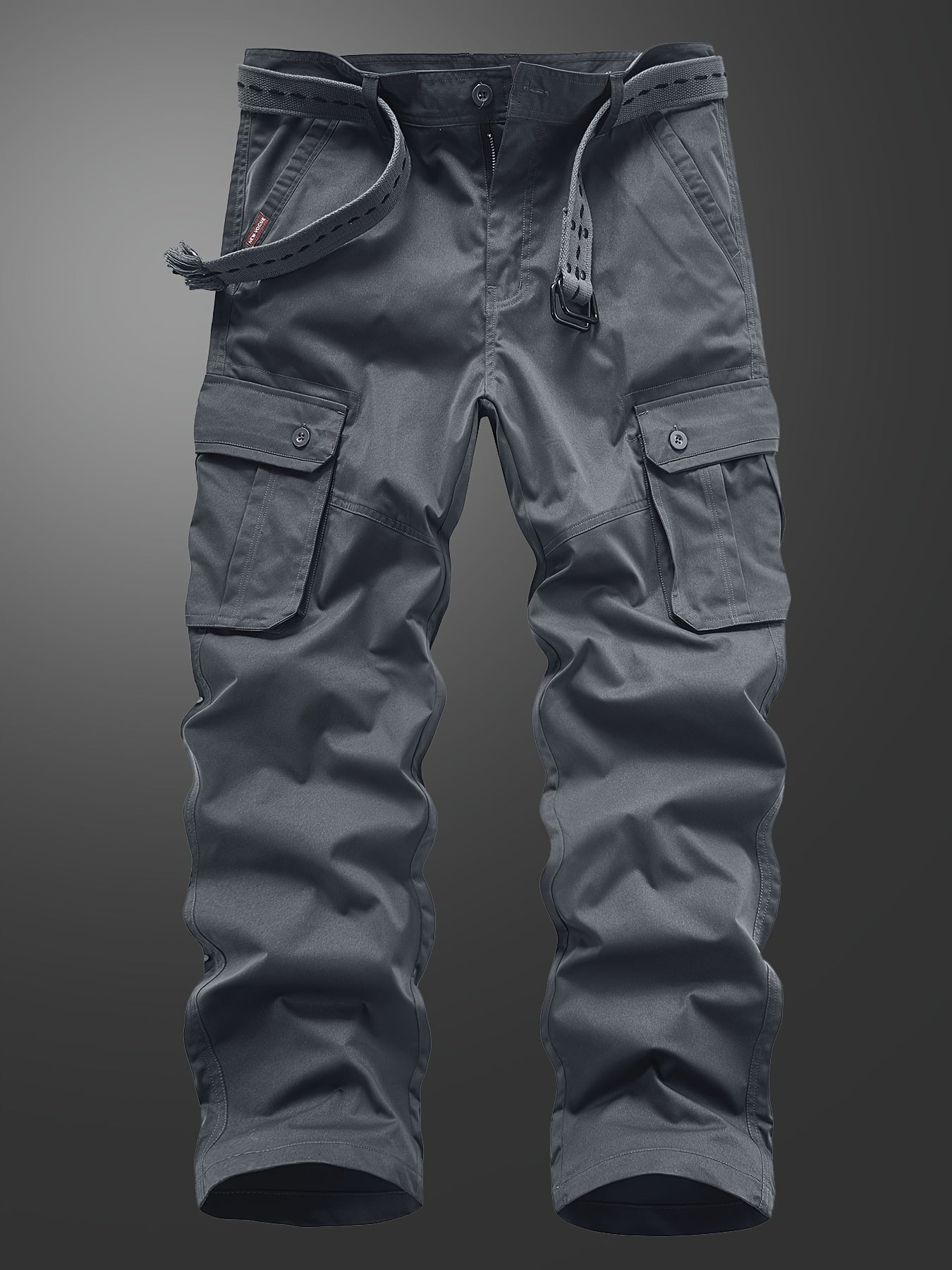 Men's Straight Leg Cargo Pants with Solid Flap Pockets
