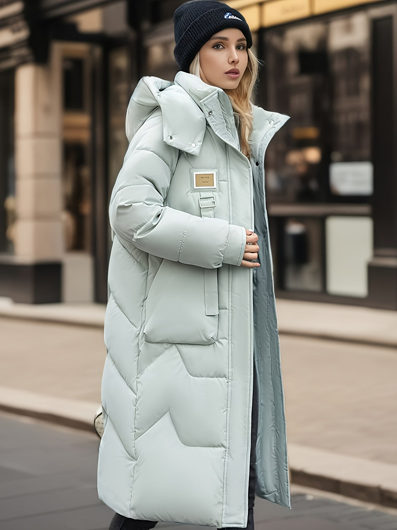 Women's Long Puffer Jacket Hood Winter Warm Outdoor Coat