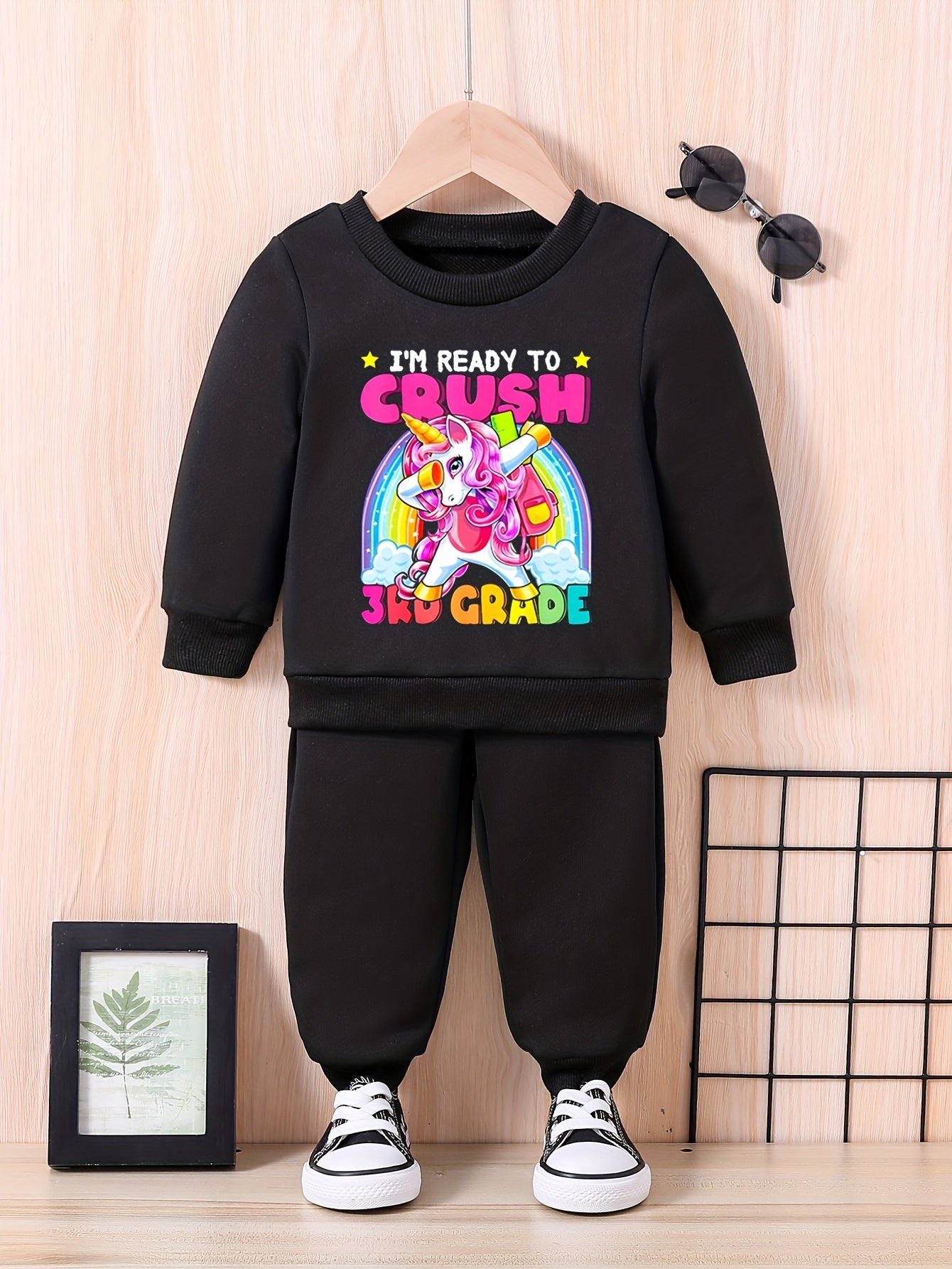 Baby Unicorn Casual Outfit Long Sleeve Sweatshirt Trousers Set