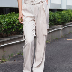  Casual Pants Women's Plus Solid Wide Leg Cargo Trousers
