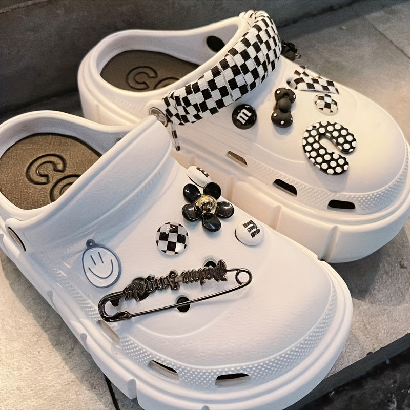 Plaid Shoe Charms for Clogs Garden Shoes DIY Accessories