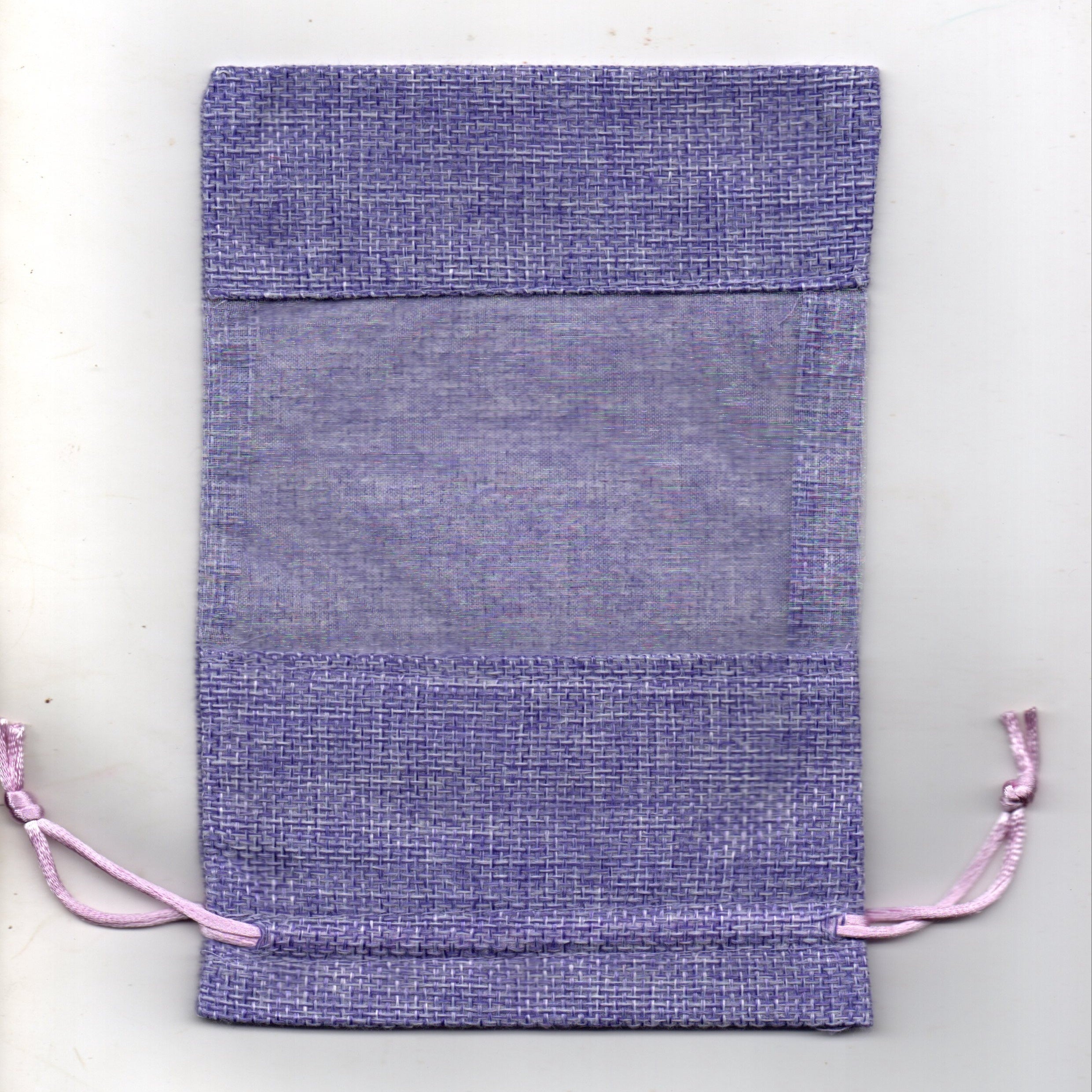 12pcs Makeup Storage Jute Bag Drawstring Gift Bag Single Side Window