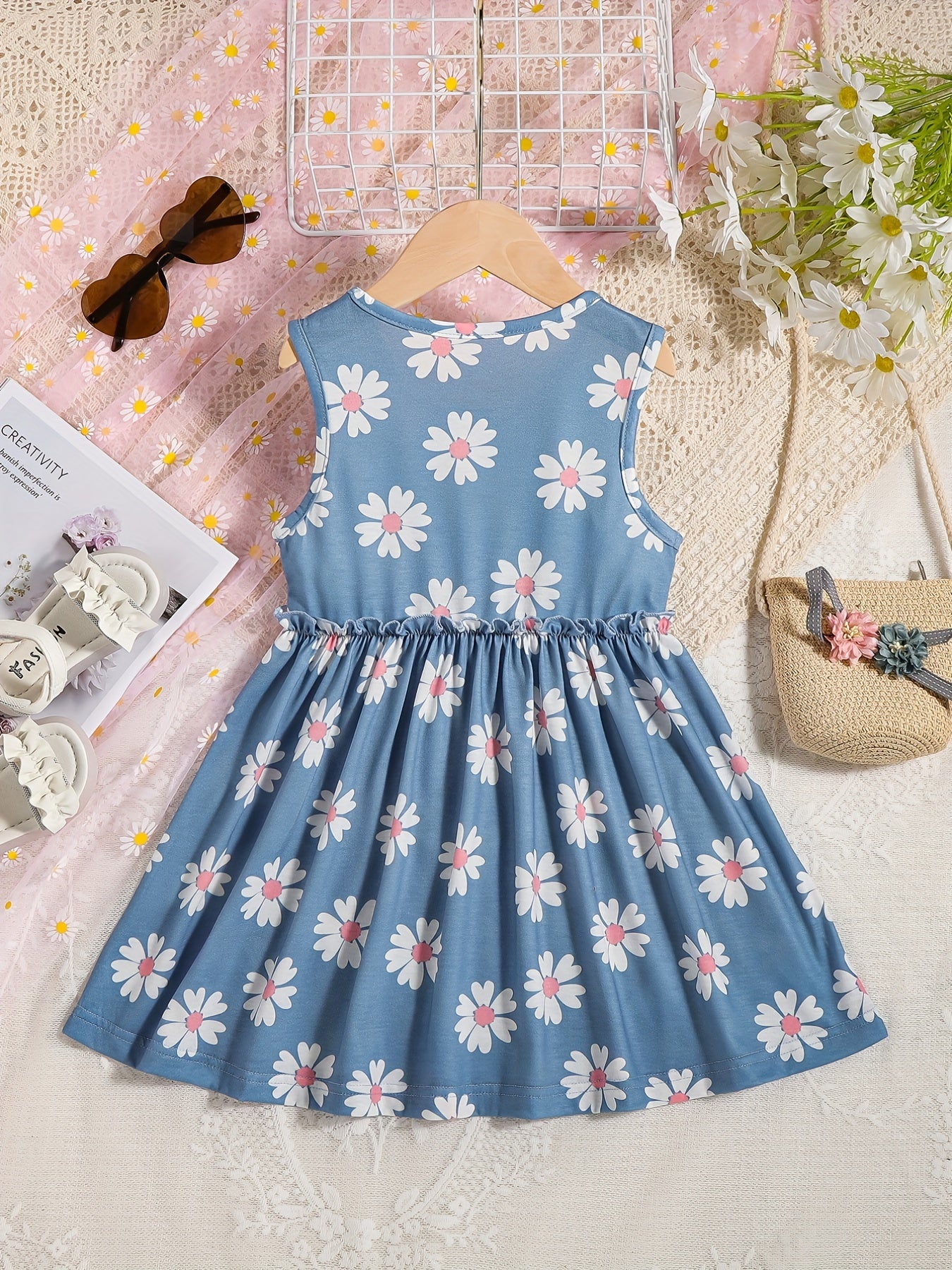 Girls' Solid Sleeveless Sundress Princess Dresses