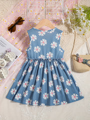 Girls' Solid Sleeveless Sundress Princess Dresses