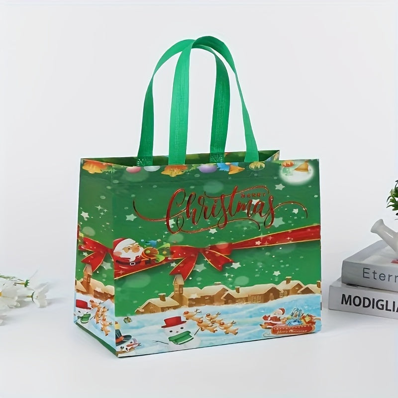 6pcs Gilding Christmas Gift Bags Tote Bags With Handles Reusable Grocery Bags