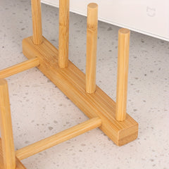 Bamboo Dish Storage Rack Stand Drain Tray Holder for Kitchen