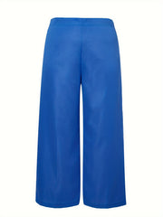  Solid High Rise Wide Leg Trousers