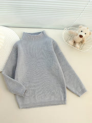 Warm Ribbed Half Turtleneck Sweater for Toddler Boys Girls