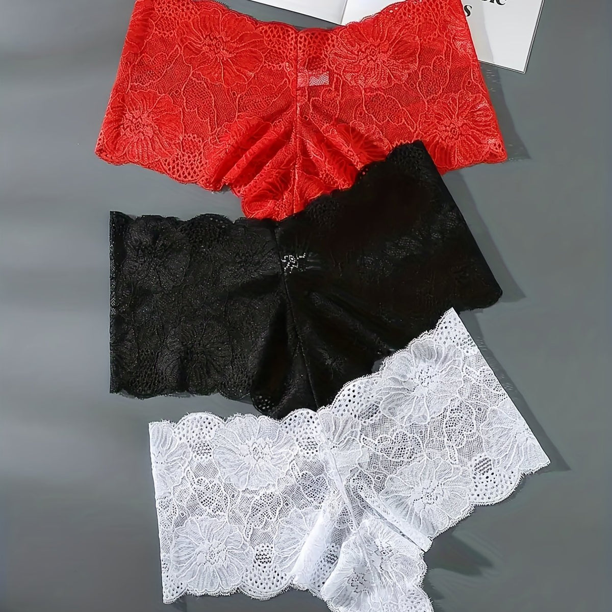 3 Pack Plus Size Sexy Lace High Waisted Briefs Set