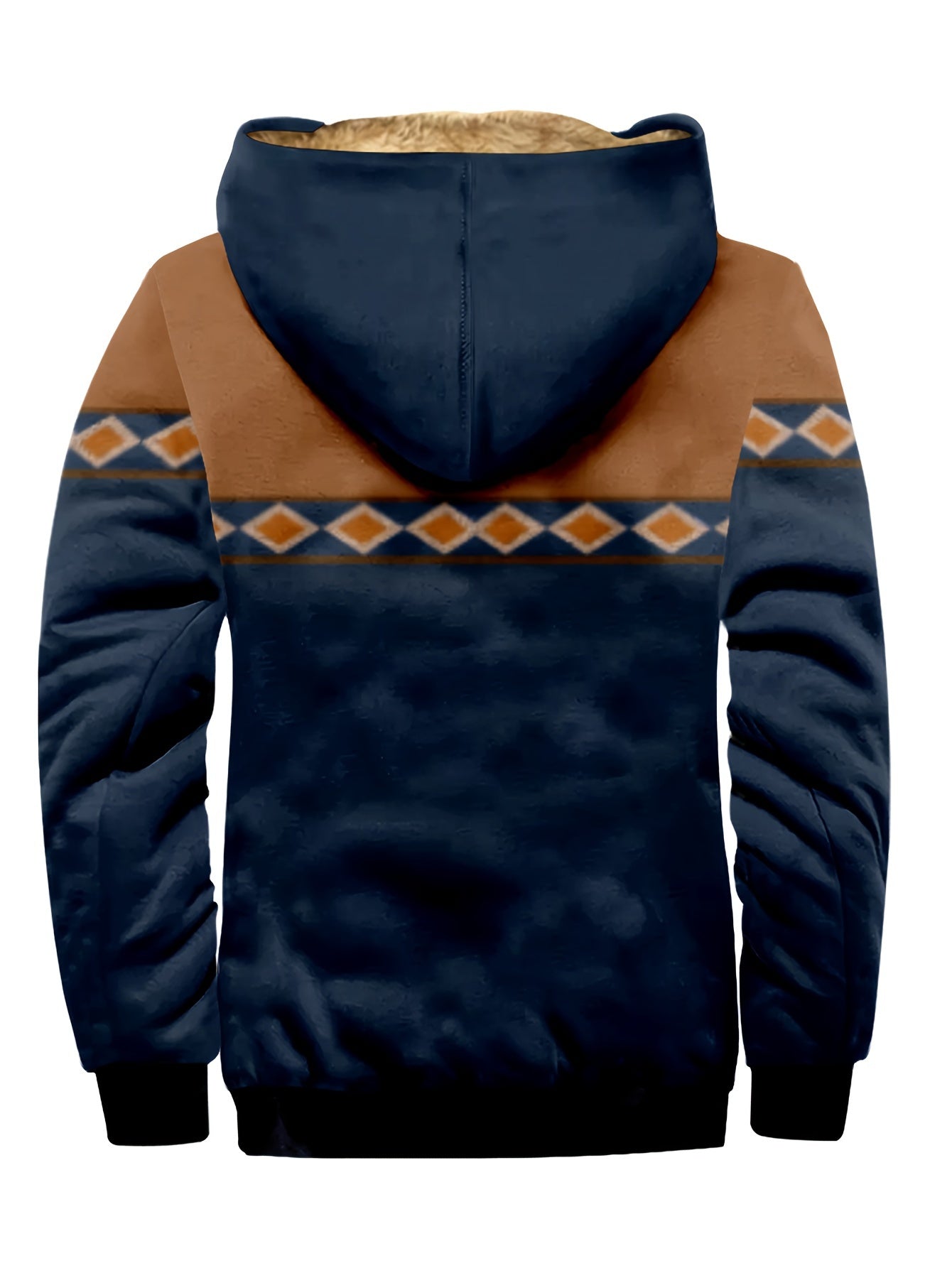 Men's Thick Retro Hooded Jacket Fleece Winter Warm Coat