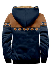 Men's Thick Retro Hooded Jacket Fleece Winter Warm Coat