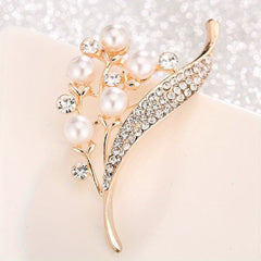 Golden Flower Bouquet Brooch Corsage Scarf Clip