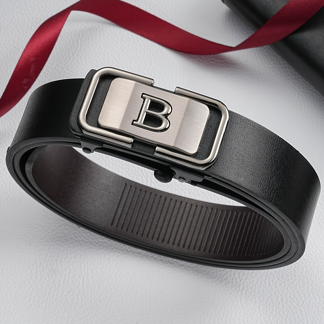 Men's Letter B Buckle Rubber Belt