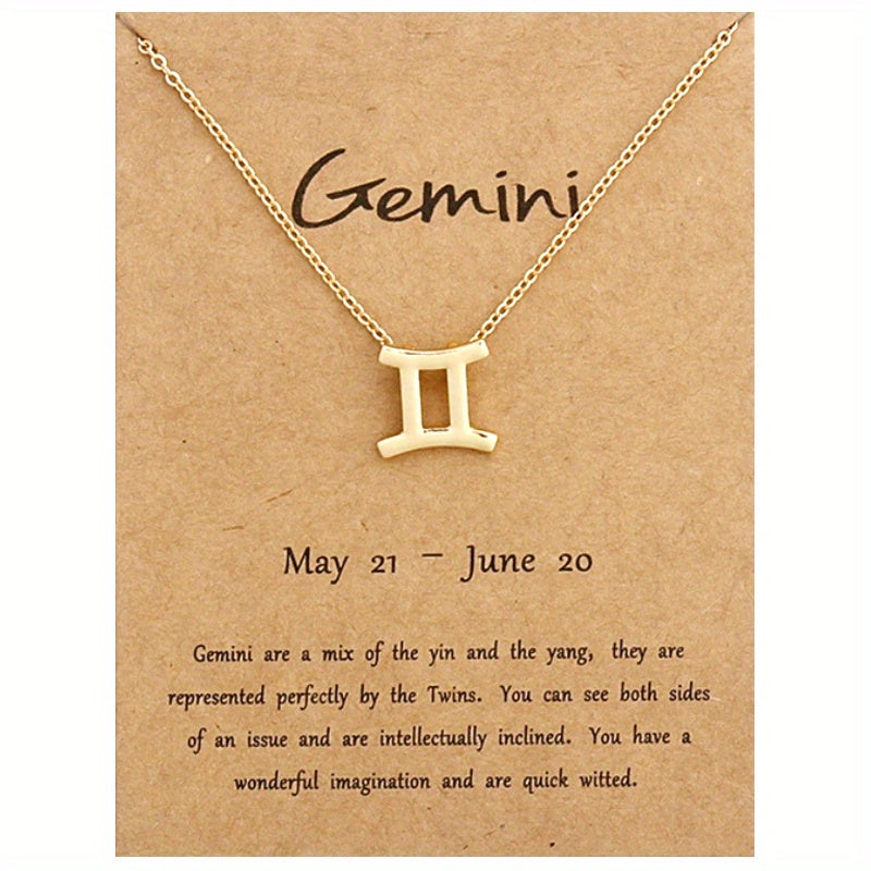Golden Zodiac Symbol Pendant Necklace Cross Border Constellation Paper Card