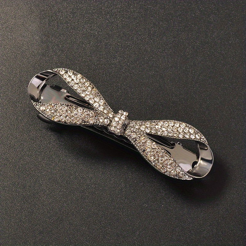 Rhinestone Bow Hair Clip French Barrette Ponytail Clip Hair Accessories