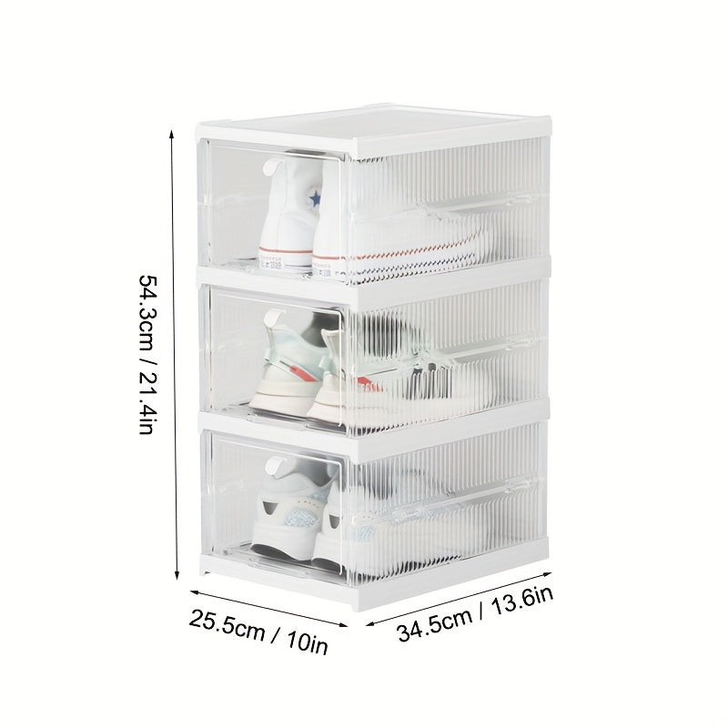 3 Layer Shoe Box With Door Plastic Shoes Storage Box