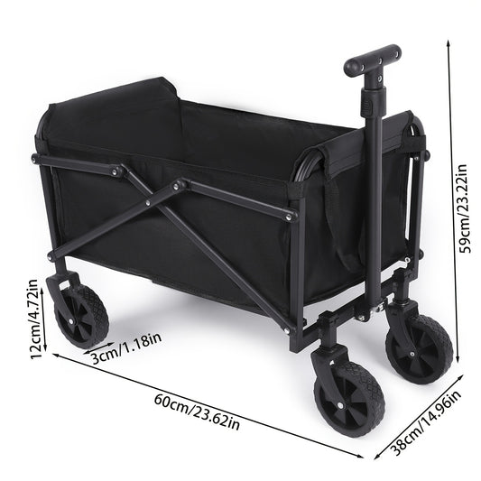 Outdoor Folding Camping Wagon Utility Wagon with 4 Wheels & Adjustable Handle