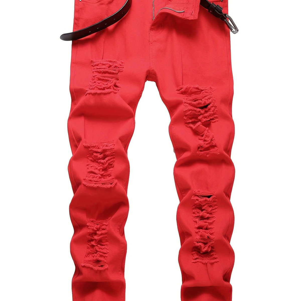 Men's Slim Fit Ripped Jeans Medium Stretch Denim Pants