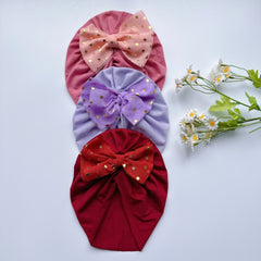 Baby Girls Polka Dots Bow Cap Soft Head Wrap