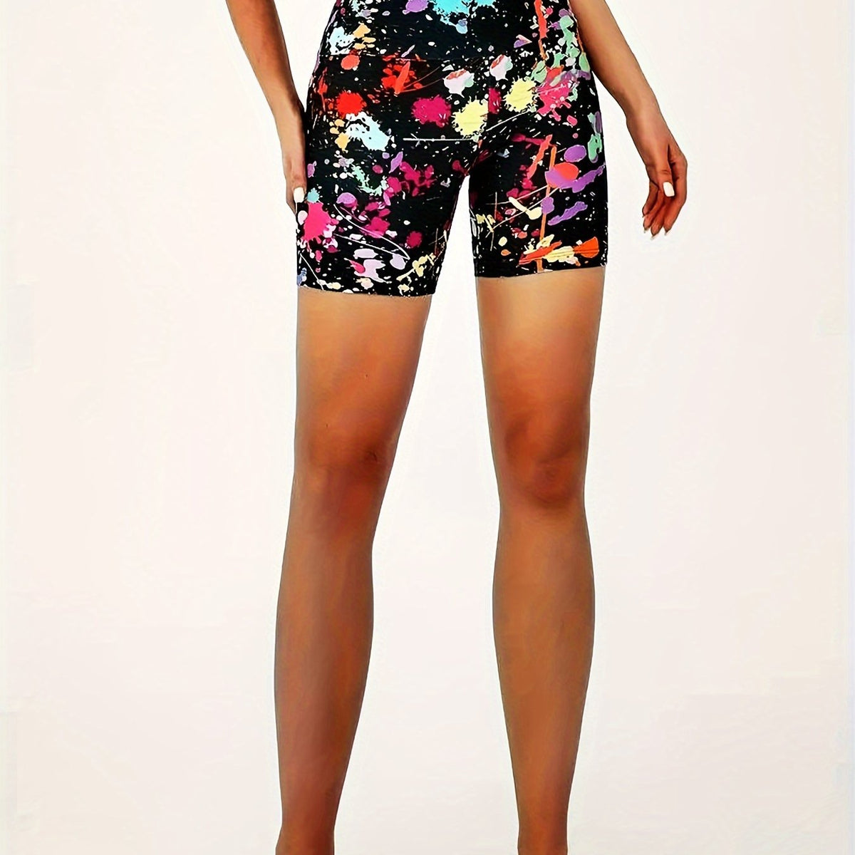 Colorful Print High Waist Biker Shorts for Women